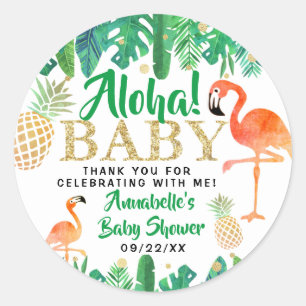 Tropical Summer Beach Luau Boys Baby shower Ronde Sticker