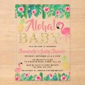 Tropical Summer Beach Luau Meisjes Baby shower Acryl Uitnodigingen (Voorkant)
