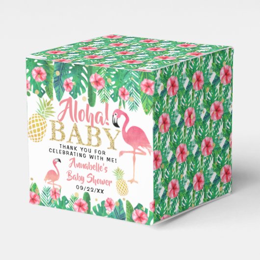 Tropical Summer Beach Luau Meisjes Baby shower Bedankdoosjes (Voorkant Zijde)