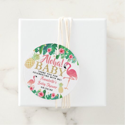 Tropical Summer Beach Luau Meisjes Baby shower Bedankjes Labels (In situ)
