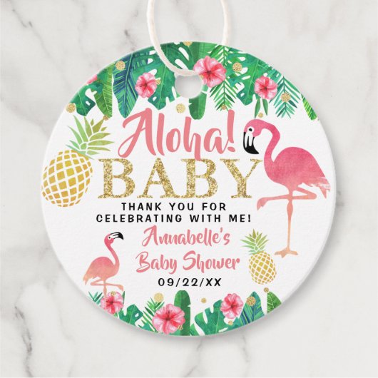 Tropical Summer Beach Luau Meisjes Baby shower Bedankjes Labels (Voorkant)