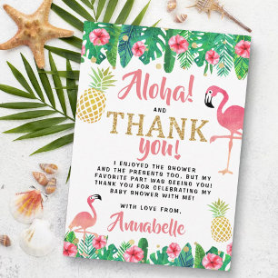 Tropical Summer Beach Luau Meisjes Baby shower Bedankkaart