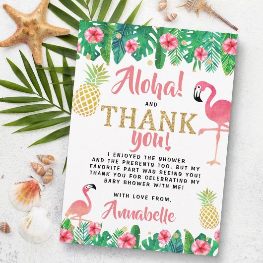 Tropical Summer Beach Luau Meisjes Baby shower Bedankkaart