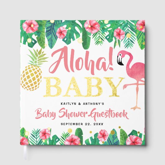 Tropical Summer Beach Luau Meisjes Baby shower Ech Gastenboek (Voorkant)
