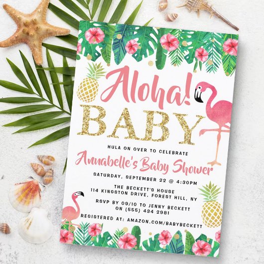 Tropical Summer Beach Luau Meisjes Baby shower Kaart