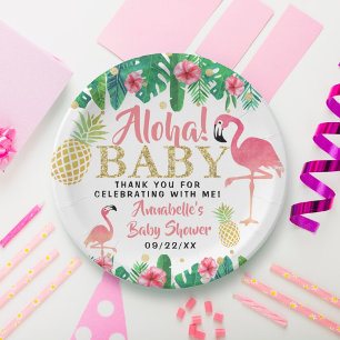 Tropical Summer Beach Luau Meisjes Baby shower Papieren Bordje