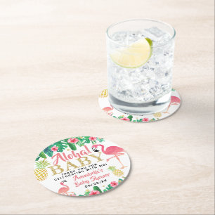 Tropical Summer Beach Luau Meisjes Baby shower Ronde Kartonnen Onderzetter