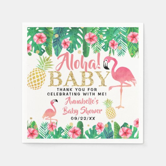 Tropical Summer Beach Luau Meisjes Baby shower Servet (Voorkant)