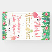 Tropical Summer Beach Luau Meisjes Baby shower Spandoek (Horizontaal)