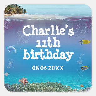 Tropical Summer Beach Party Dank je Vierkante Stic Vierkante Sticker