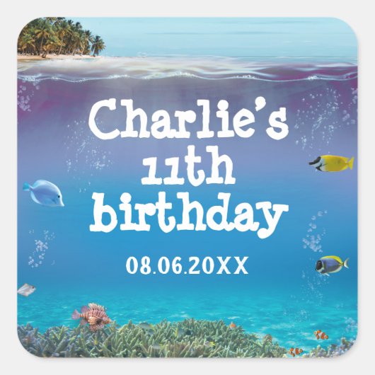 Tropical Summer Beach Party Dank je Vierkante Stic Vierkante Sticker (Voorkant)