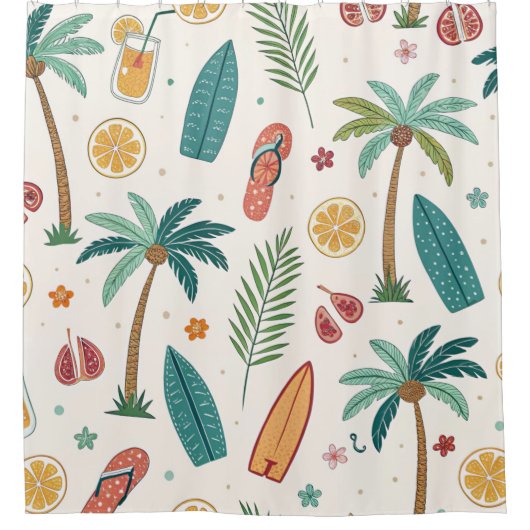 Tropical Summer Beach Pattern (1) Douchegordijn (Voorkant)