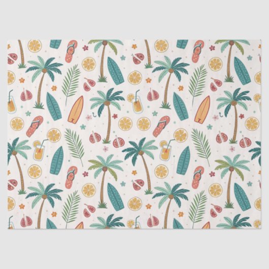 Tropical Summer Beach Pattern (1) Tissuepapier (Voorkant)