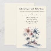Tropical Summer Beach Waterverf Palmboom bruiloft Kaart (Voorkant / Achterkant)