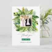 Tropical Summer Beach Weduwfoto Collage Bedankkaart (Staand voorkant)