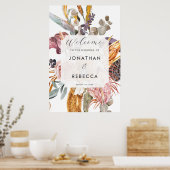 Tropical Summer Bloemen Bruiloft Welkomstbord post Poster (Keuken)