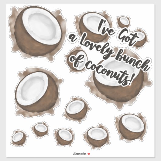 Tropical Summer Brown White Coconut Fruit Quote Sticker (Vel)