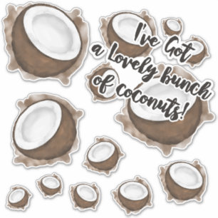Tropical Summer Brown White Coconut Fruit Quote Sticker