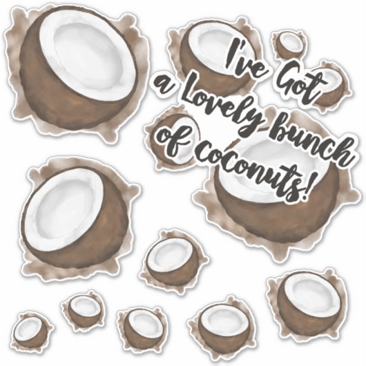 Tropical Summer Brown White Coconut Fruit Quote Sticker (Voorkant)