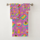 Tropical Summer Cats Bath Towel Set Bad Handdoek (Insitu)