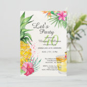 Tropical Summer Cocktail 40th Birthday Party Kaart (Staand voorkant)