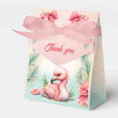 Tropical Summer Flamingo Meisje Baby shower Tent Bedankdoosjes (Voorkant Zijde)