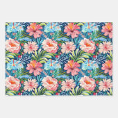 Tropical Summer Flowers Botanical Floral Pattern Inpakpapier Vel (Voorkant)