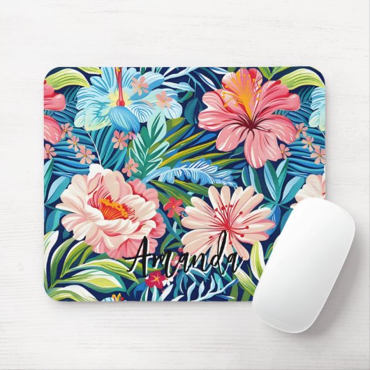 Tropical Summer Flowers Pattern Pretty Floral Muismat (Met muis)