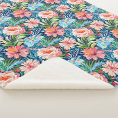 Tropical Summer Flowers Pattern Pretty Floral Sherpa Deken (3/4)