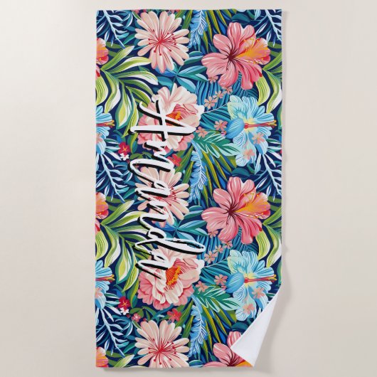 Tropical Summer Flowers Pattern Pretty Floral Strandlaken (Voorkant)