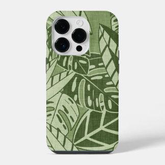 Tropical Summer Foliage Texture - Moss Green iPhone 14 Plus Hoesje