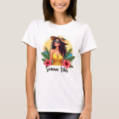 Tropical Summer Girl Sunset Fashion T-Shirt (Voorkant)