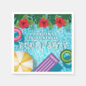 Tropical Summer Hibiscus Swimming Pool Birthday Servet (Voorkant)