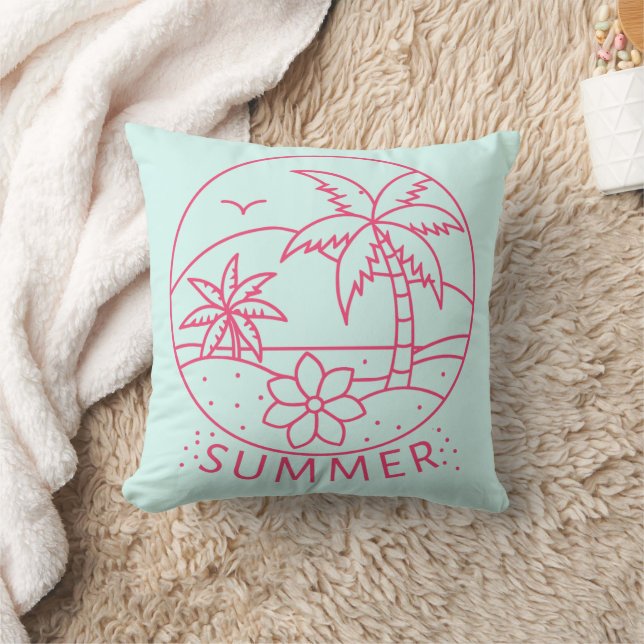 Tropical Summer Line-Art Kussen (Deken)