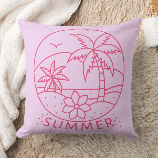 Tropical Summer Line-Art Kussen (Deken)