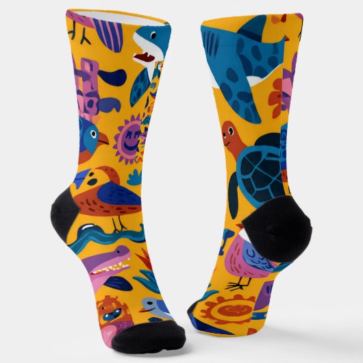 Tropical Summer Pattern Crew Socks Gift Sokken (Gebogen)