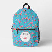Tropical Summer Pink Flamingo patroon Naam Bedrukte Rugzak (Voorkant)