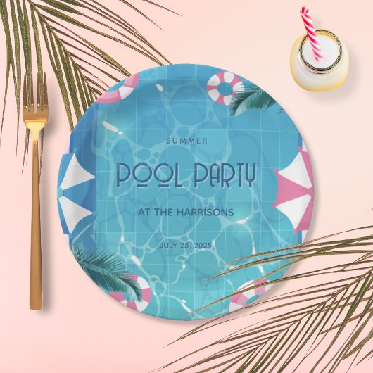 Tropical Summer Pool Party  Papieren Bordje
