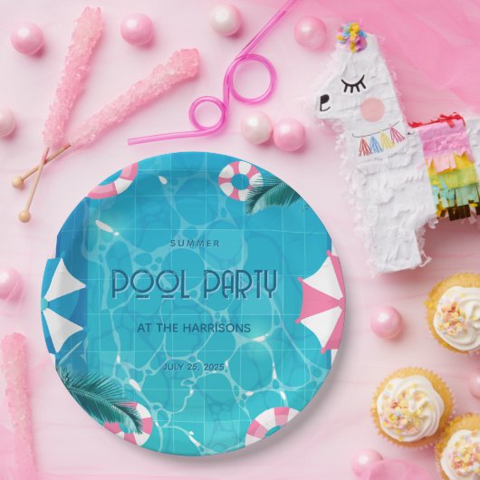 Tropical Summer Pool Party  Papieren Bordje (Feest)