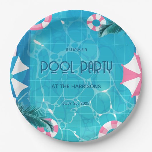 Tropical Summer Pool Party Papieren Bordje (Voorkant)