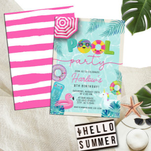 Tropical Summer Pool Party van kind Kaart