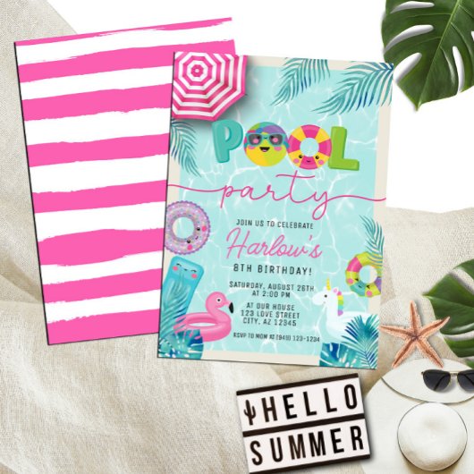 Tropical Summer Pool Party van kind Kaart