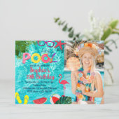 Tropical Summer Pool Party Verjaardag Custom Afbee Kaart (Staand voorkant)