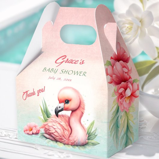 Tropical Summer Roze Flamingo Meisje Baby shower Bedankdoosjes