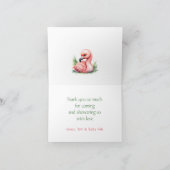 Tropical Summer Roze Flamingo Meisje Baby shower Bedankkaart (Binnen)