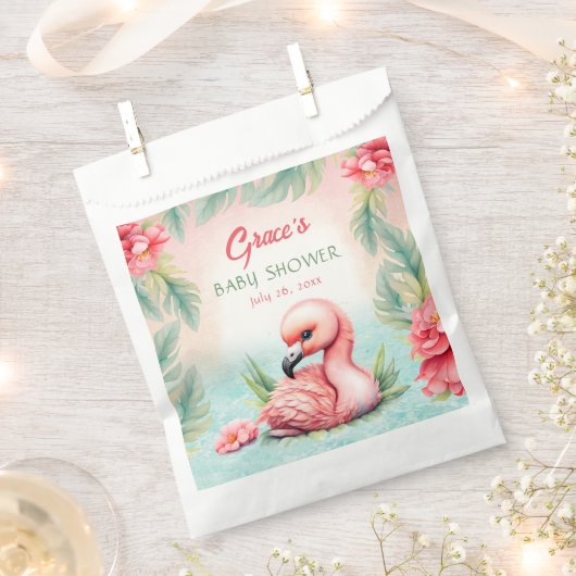 Tropical Summer Roze Flamingo Meisje Baby shower Bedankzakje (Geknipt)
