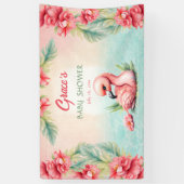 Tropical Summer Roze Flamingo Meisje Baby shower Spandoek (Verticaal)