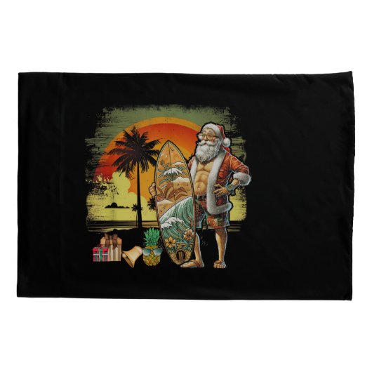 Tropical Summer Surfing Santa Claus 6 Pack Christm Kussensloop (Achterkant)