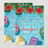 Tropical Summer Swimming Pool Birthday Party Kaart (Voorkant / Achterkant)