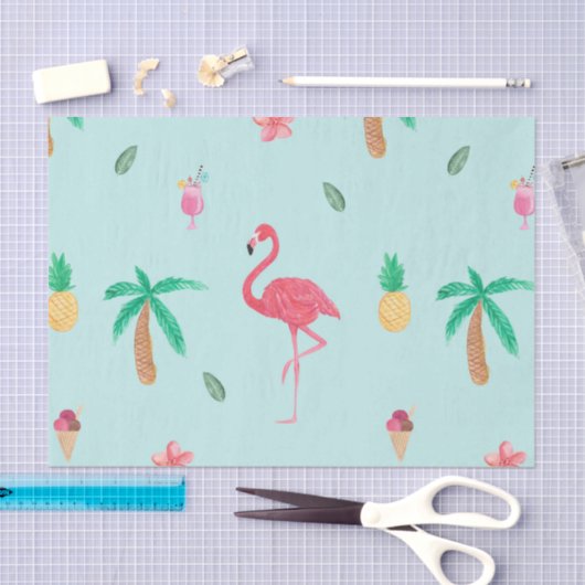 Tropical Summer Turquoise Pattern Tissuepapier (Craft)